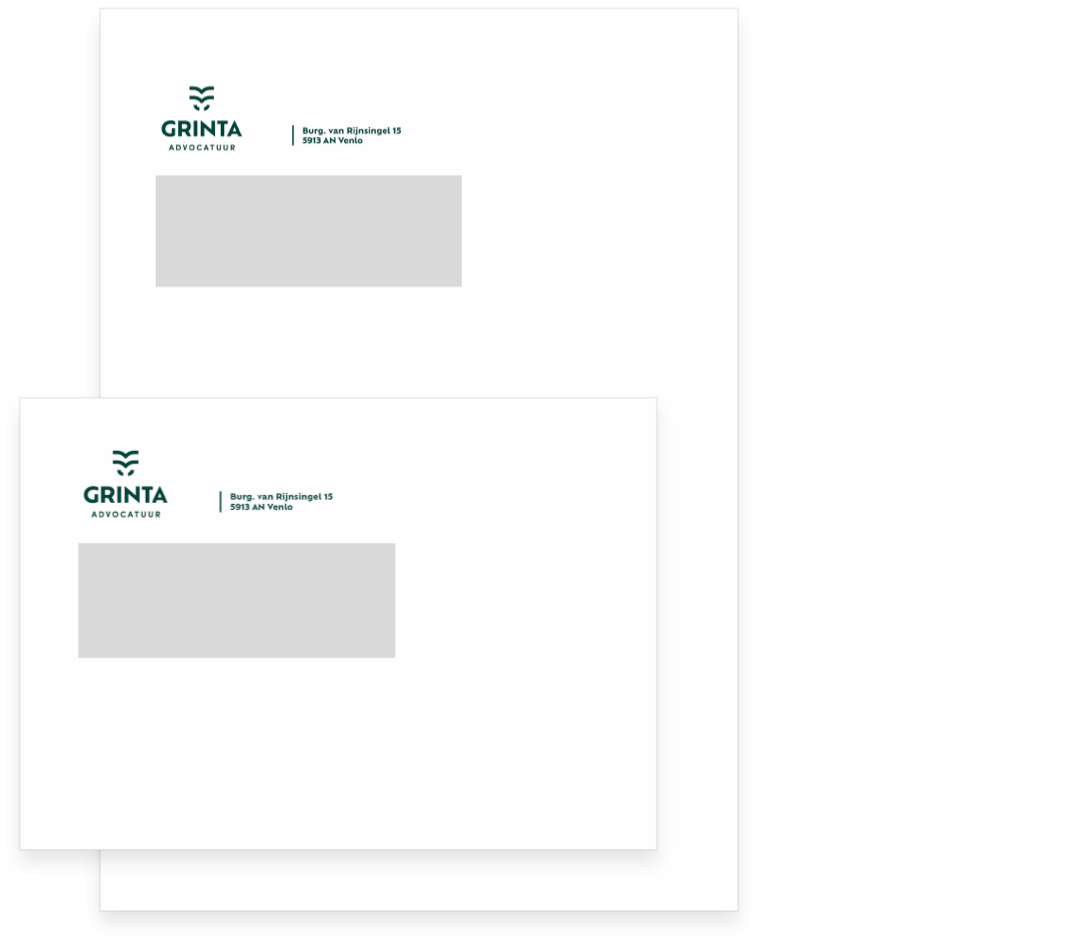 Grinta Advocatuur briefpapier en enveloppen achtergrond